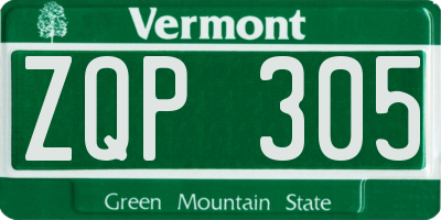 VT license plate ZQP305