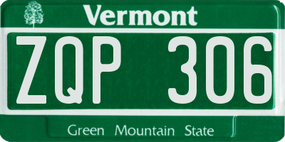 VT license plate ZQP306