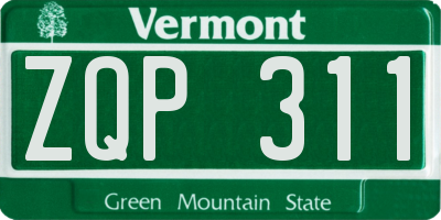 VT license plate ZQP311