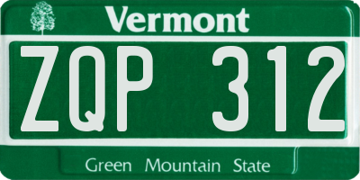 VT license plate ZQP312