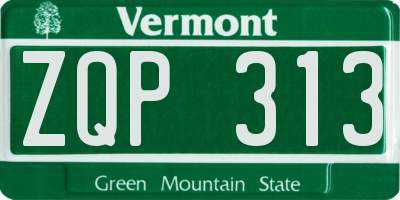 VT license plate ZQP313
