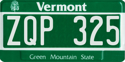 VT license plate ZQP325