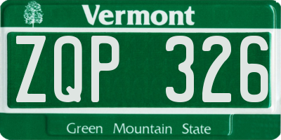 VT license plate ZQP326