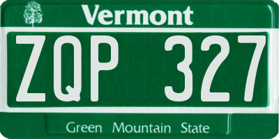 VT license plate ZQP327