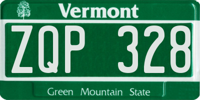 VT license plate ZQP328