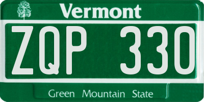 VT license plate ZQP330
