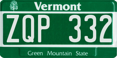 VT license plate ZQP332