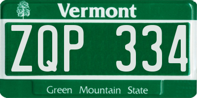 VT license plate ZQP334