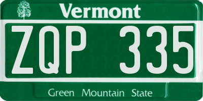 VT license plate ZQP335
