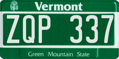 VT license plate ZQP337