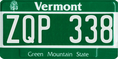 VT license plate ZQP338