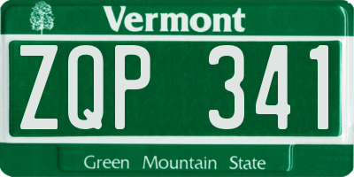 VT license plate ZQP341