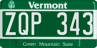 VT license plate ZQP343