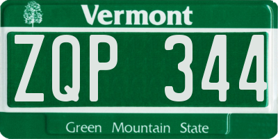 VT license plate ZQP344