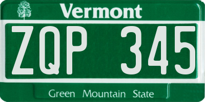 VT license plate ZQP345