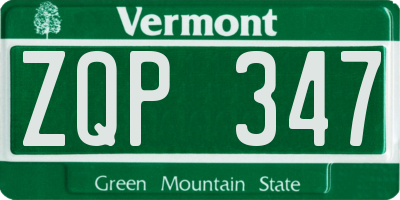 VT license plate ZQP347
