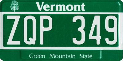 VT license plate ZQP349