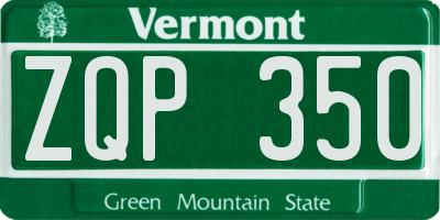 VT license plate ZQP350