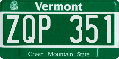 VT license plate ZQP351