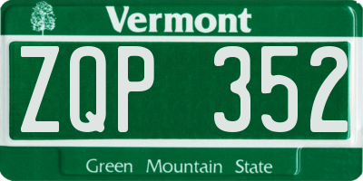 VT license plate ZQP352