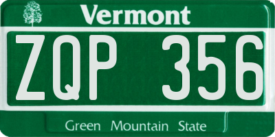 VT license plate ZQP356
