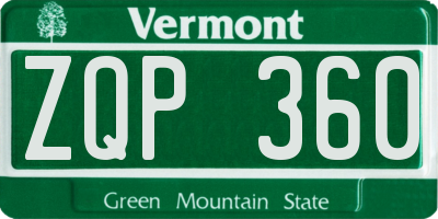 VT license plate ZQP360