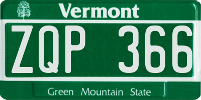 VT license plate ZQP366