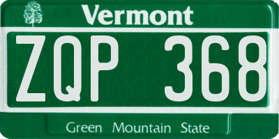 VT license plate ZQP368