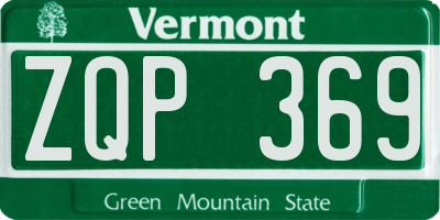VT license plate ZQP369