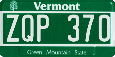 VT license plate ZQP370