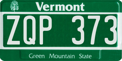 VT license plate ZQP373