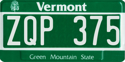 VT license plate ZQP375