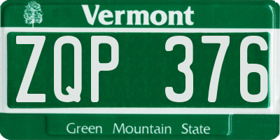 VT license plate ZQP376