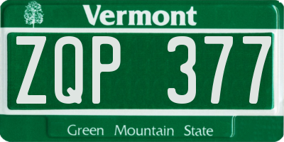 VT license plate ZQP377