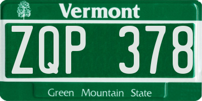 VT license plate ZQP378