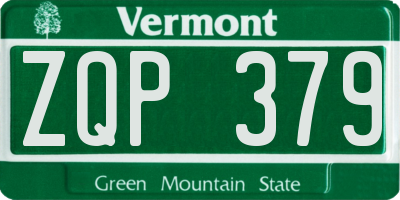 VT license plate ZQP379