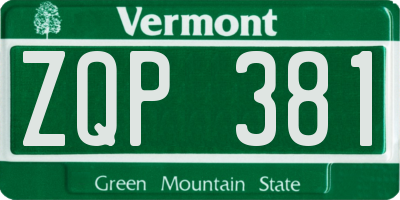 VT license plate ZQP381