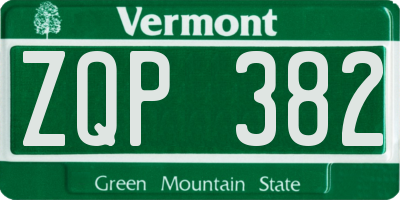 VT license plate ZQP382