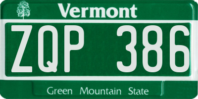 VT license plate ZQP386
