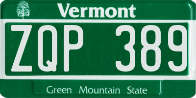 VT license plate ZQP389