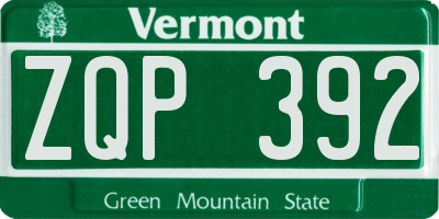 VT license plate ZQP392