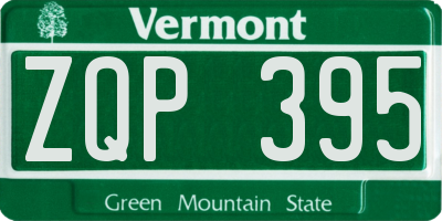 VT license plate ZQP395