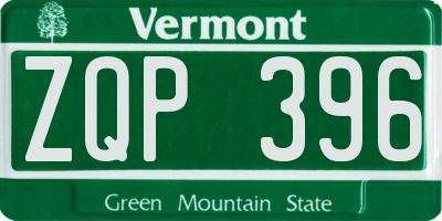 VT license plate ZQP396