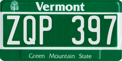 VT license plate ZQP397