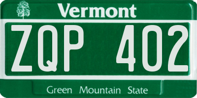 VT license plate ZQP402