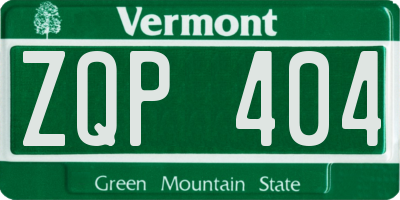 VT license plate ZQP404