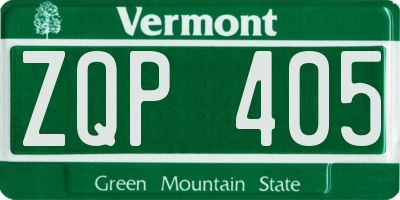 VT license plate ZQP405