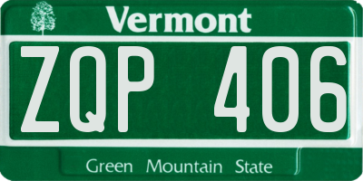 VT license plate ZQP406