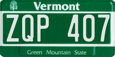VT license plate ZQP407