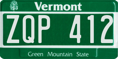 VT license plate ZQP412